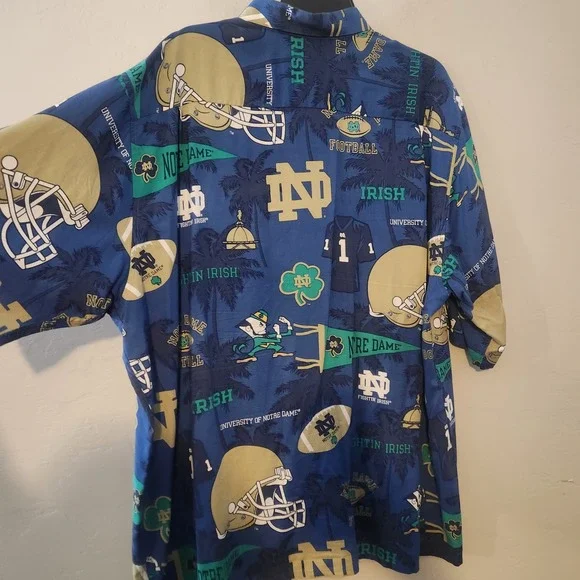 Reyn Spooner Sports Blue Shirt Size XXL University of Norte Dame Football Irish - Picture 3 of 16